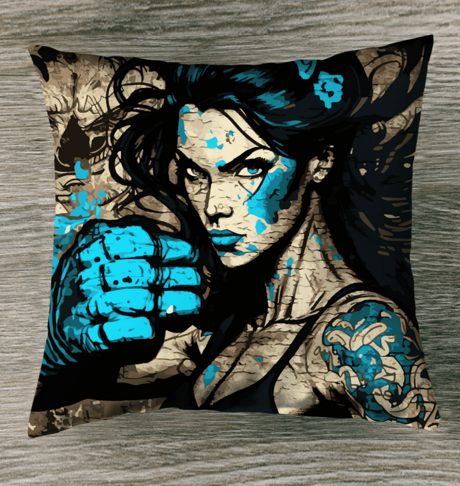 Sweat Punch Repeat Outdoor Pillow - Front View