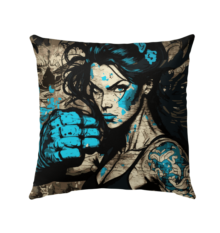 Sweat Punch Repeat Outdoor Pillow - Fitness-themed Design