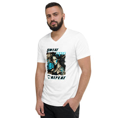 Sweat Punch Repeat Unisex Short Sleeve V-Neck T-Shirt - Beyond T-shirts