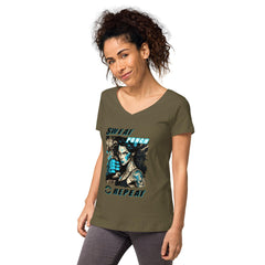 Sweat Punch Repeat Women’s Fitted V-neck T-shirt - Beyond T-shirts
