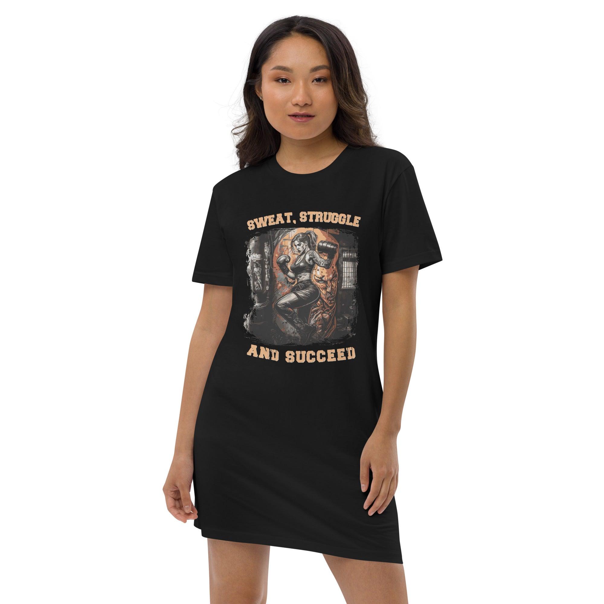 Sweat Struggle And Succeed Organic Cotton T-shirt Dress - Beyond T-shirts