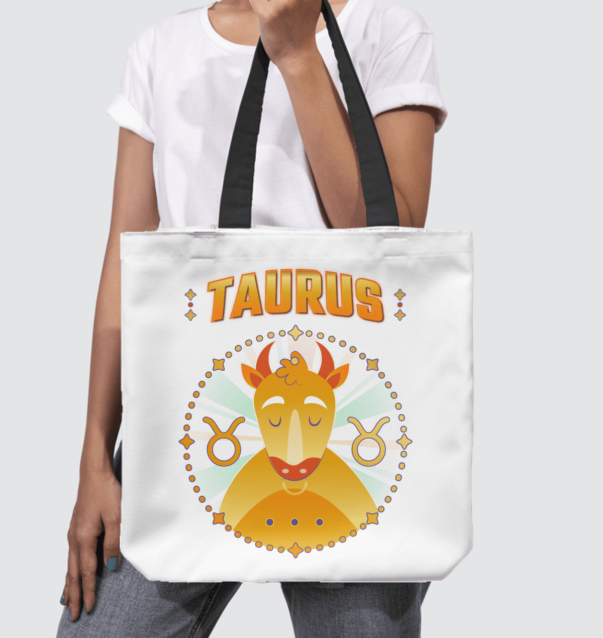 Taurus Basketweave Tote Bag | Zodiac Series 1 - Beyond T-shirts