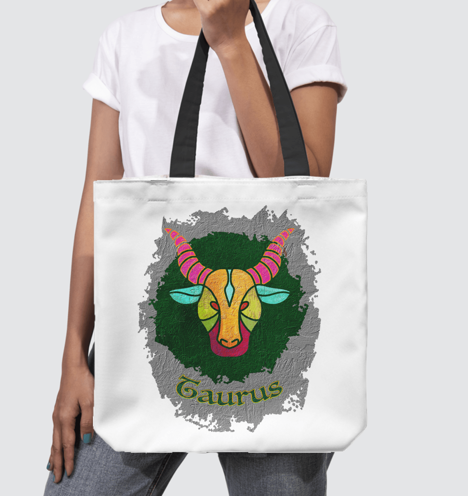 Taurus Basketweave Tote Bag | Zodiac Series 11 - Beyond T-shirts