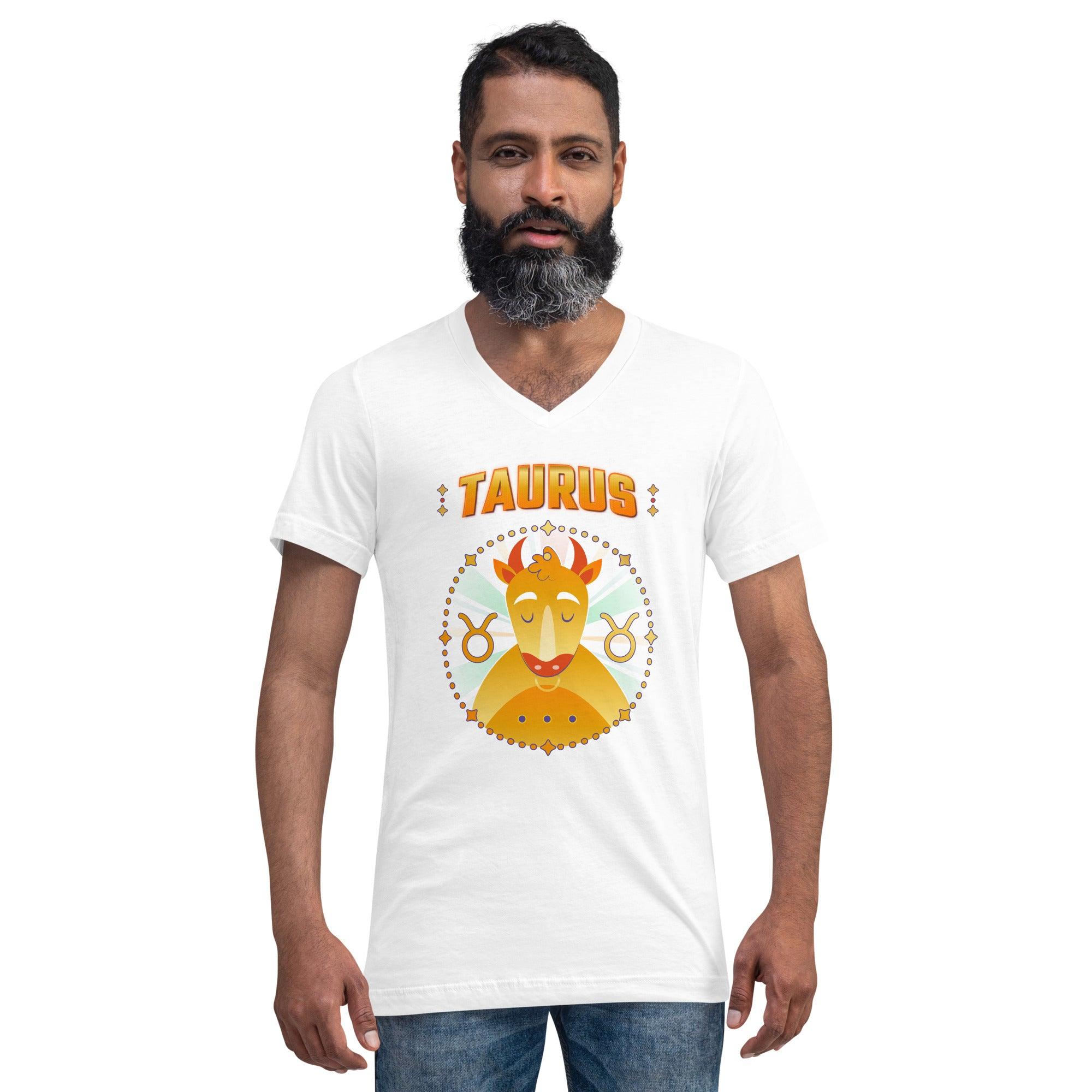 Taurus Unisex Short Sleeve V-Neck T-Shirt | Zodiac Series 1 - Beyond T-shirts