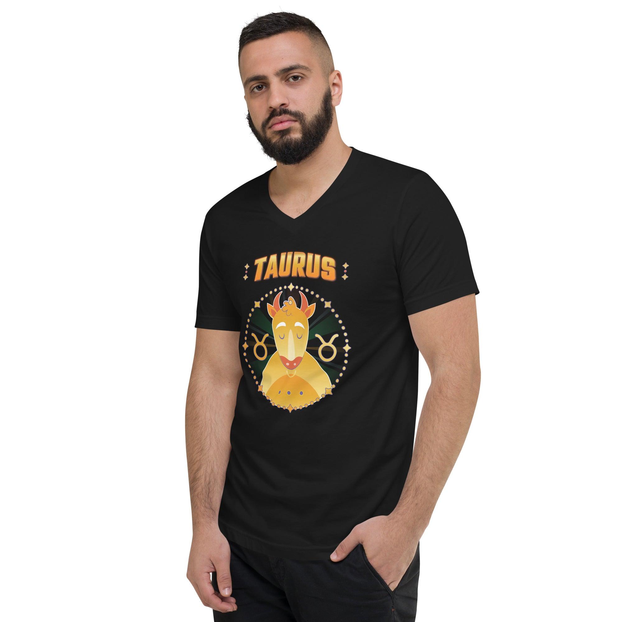 Taurus Unisex Short Sleeve V-Neck T-Shirt | Zodiac Series 1 - Beyond T-shirts