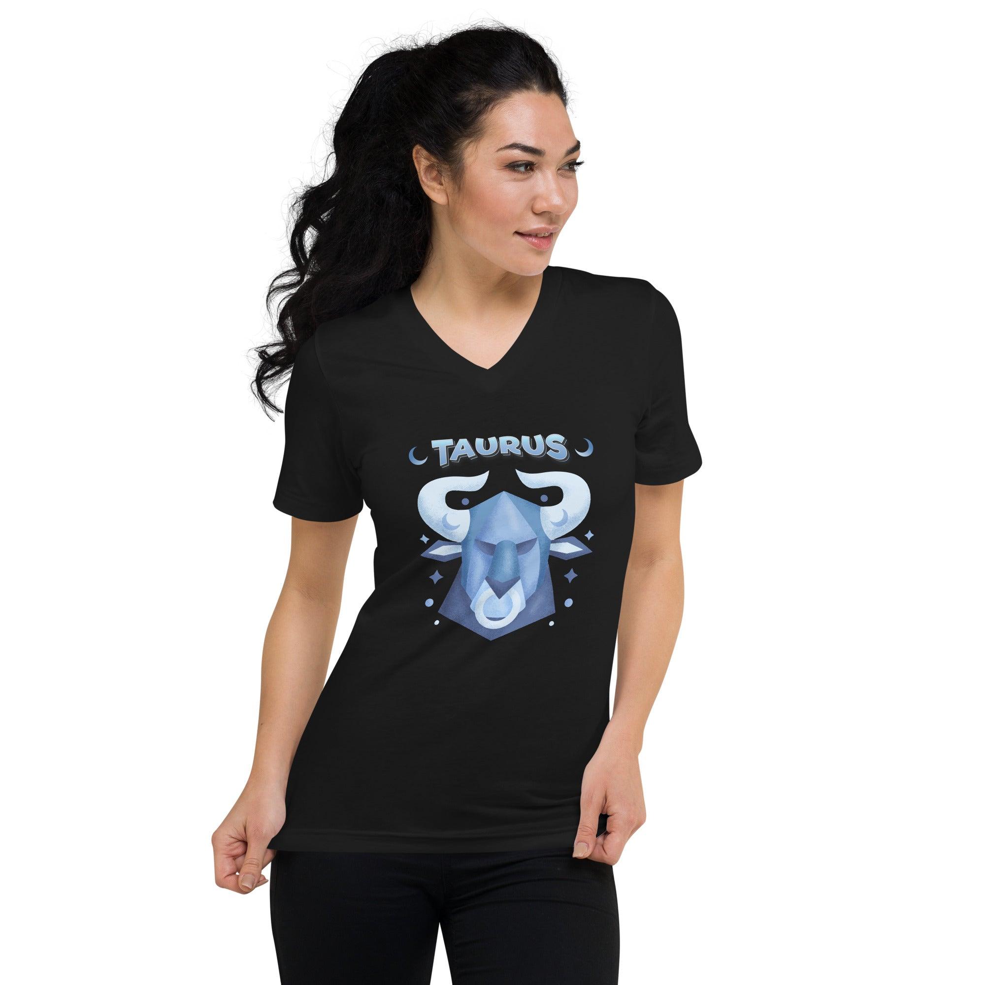 Taurus Unisex Short Sleeve V-Neck T-Shirt | Zodiac Series 2 - Beyond T-shirts