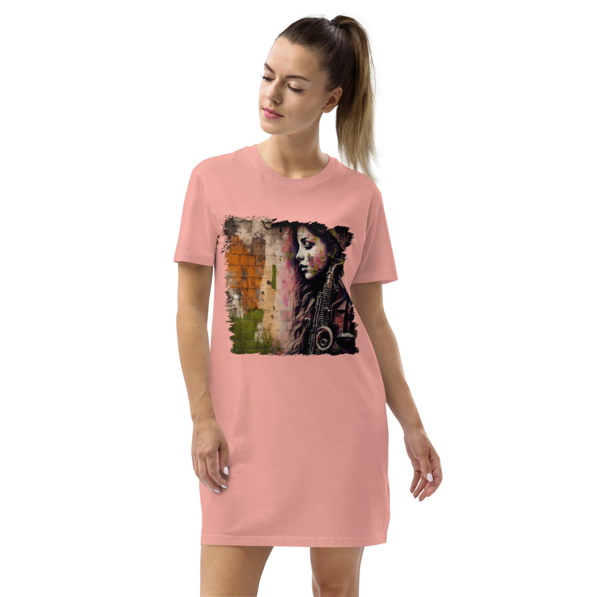 The Saxophone Empowers Her Organic Cotton T-shirt Dress - Beyond T-shirts