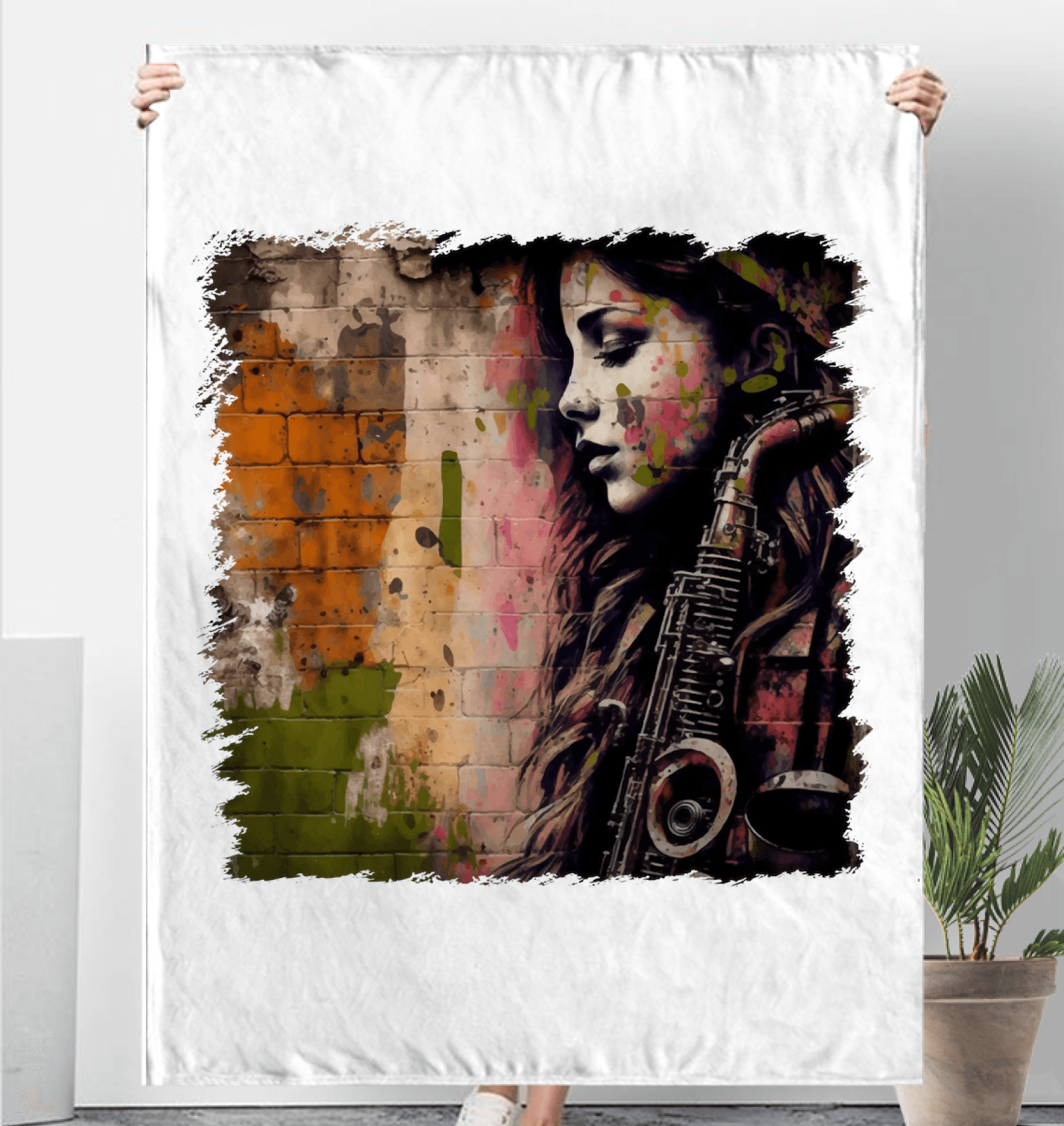 The Saxophone Empowers Her Sherpa Blanket - Beyond T-shirts