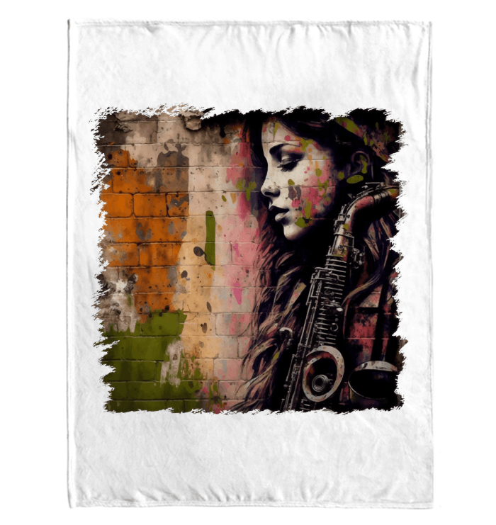 The Saxophone Empowers Her Sherpa Blanket - Beyond T-shirts