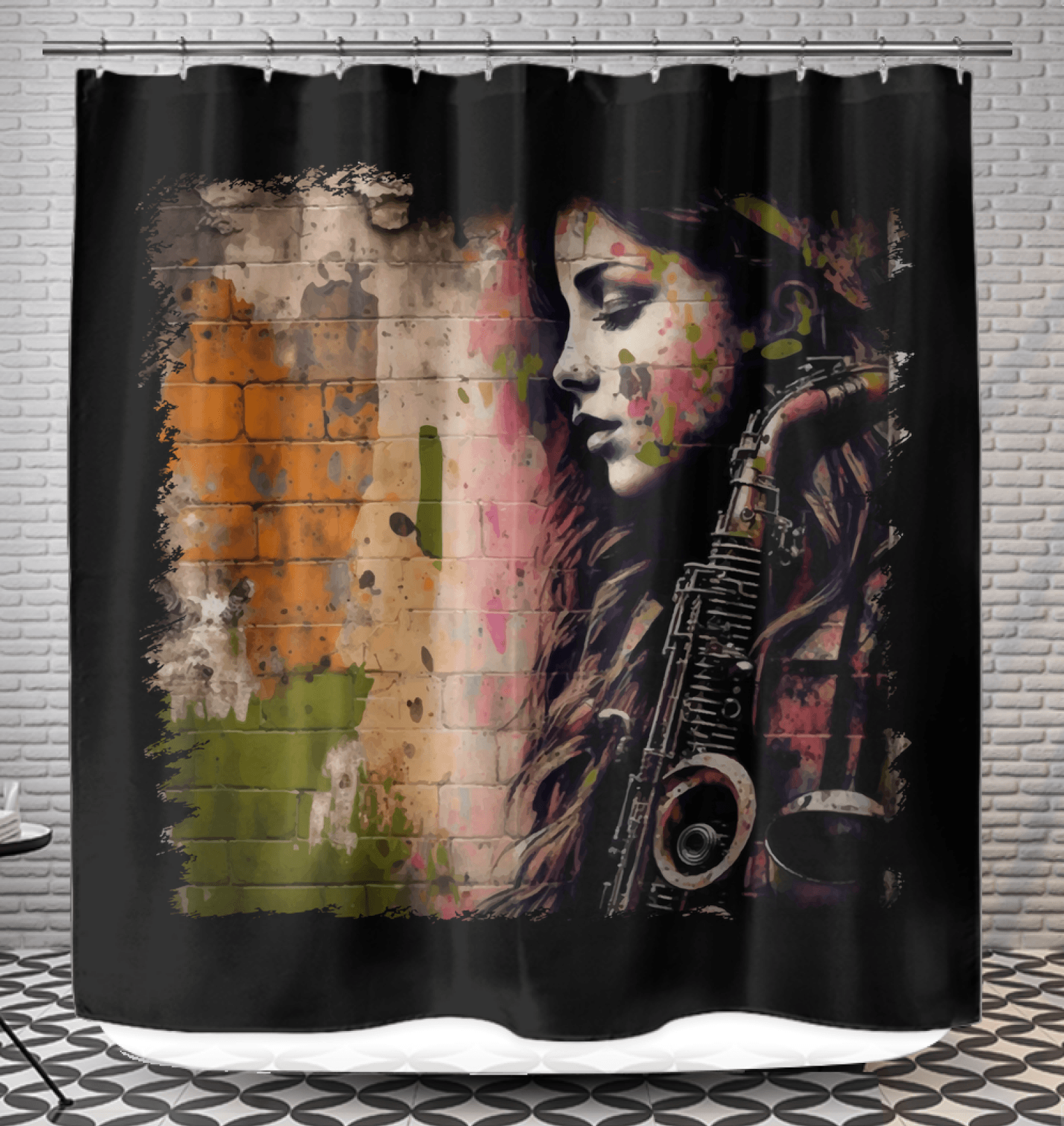 The Saxophone Empowers Her Shower Curtain - Beyond T-shirts