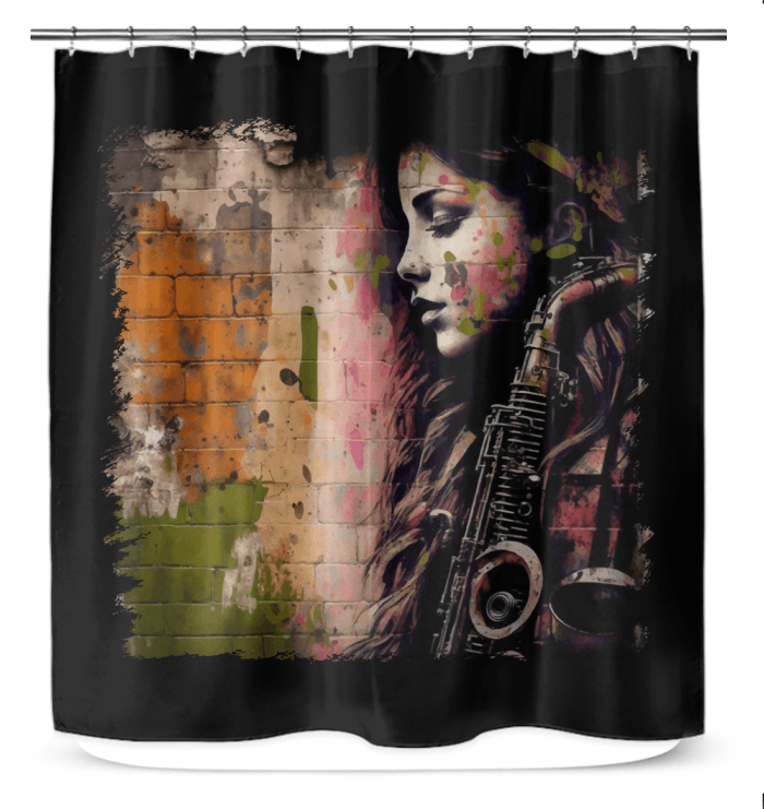 The Saxophone Empowers Her Shower Curtain - Beyond T-shirts