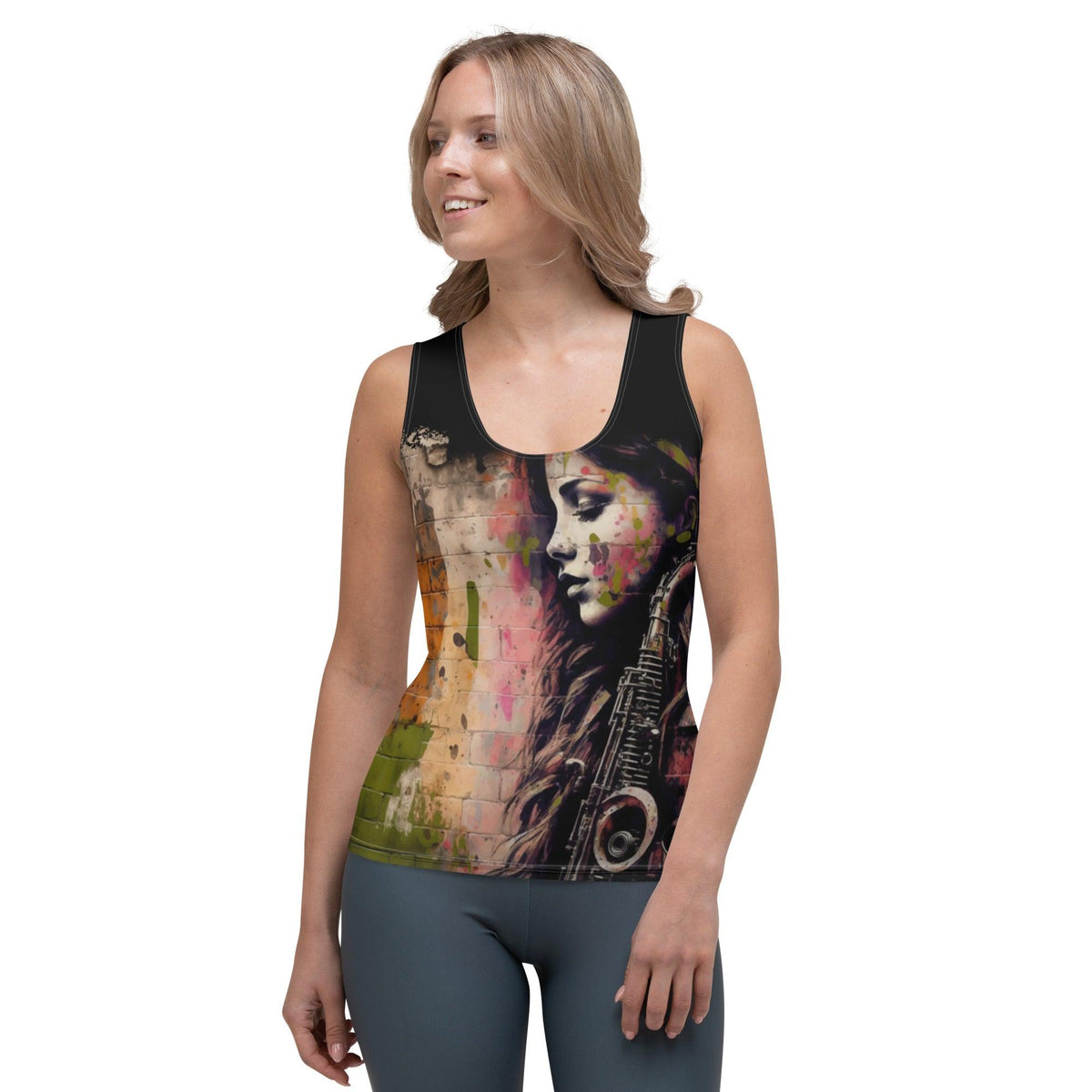 The Saxophone Empowers Her Sublimation Cut & Sew Tank Top - Beyond T-shirts