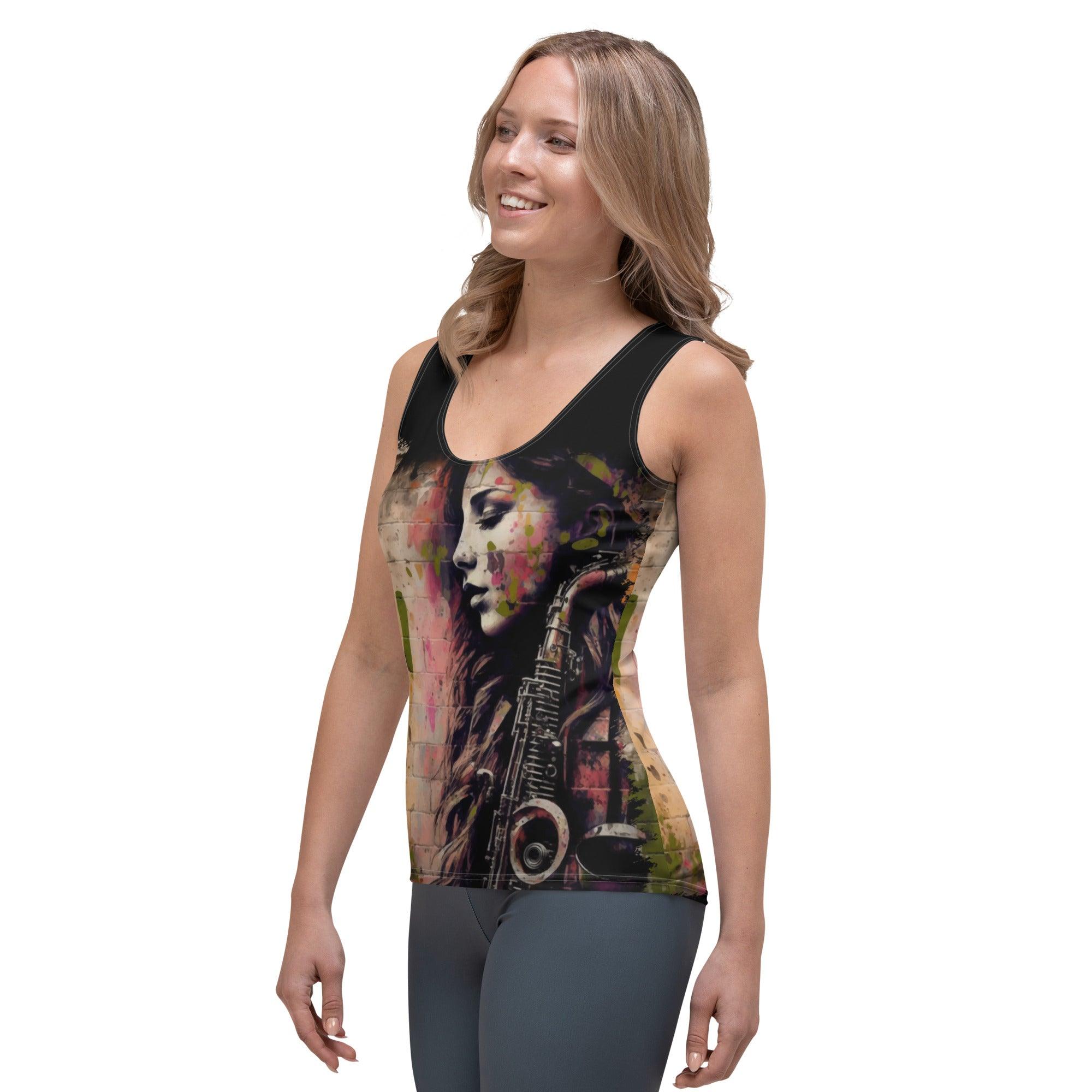 The Saxophone Empowers Her Sublimation Cut & Sew Tank Top - Beyond T-shirts