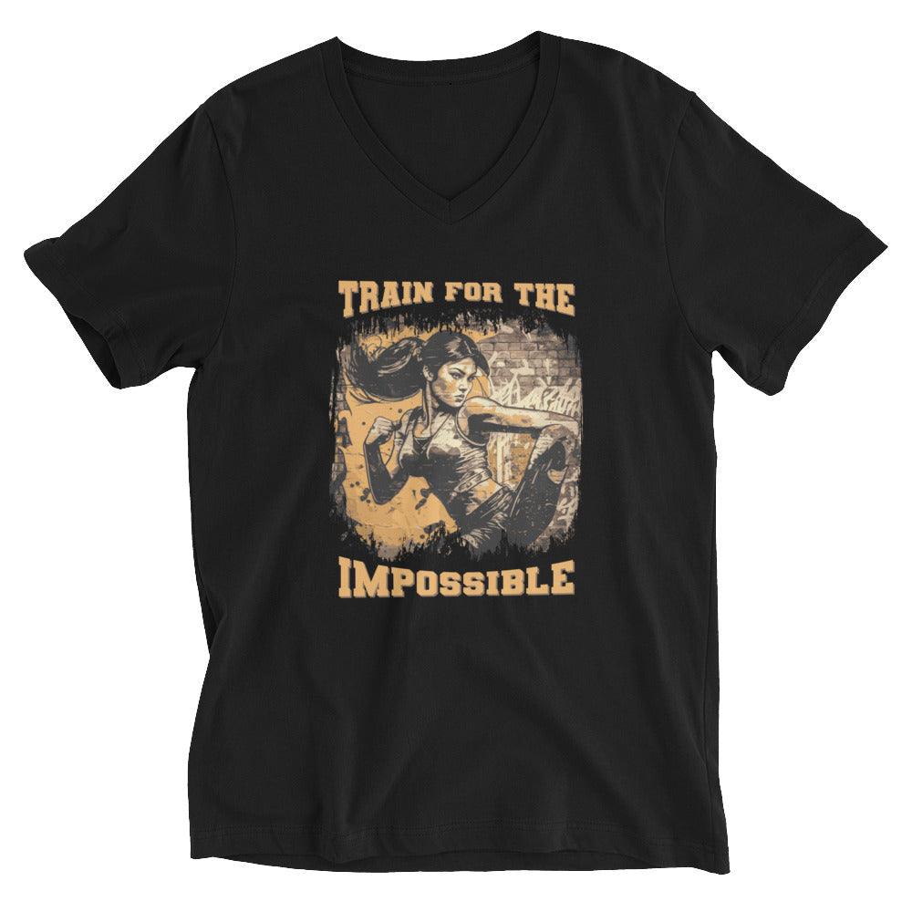 Train For The Impossible Unisex Short Sleeve V-Neck T-Shirt - Beyond T-shirts