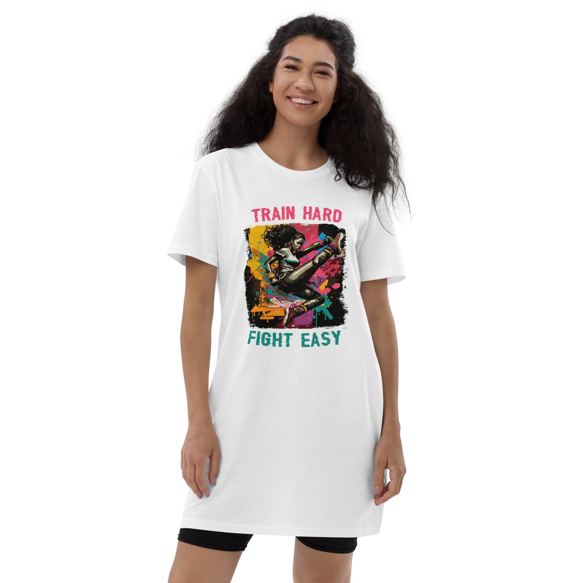 Train Hard Fight Easy Organic Cotton T-Shirt Dress - Beyond T-shirts