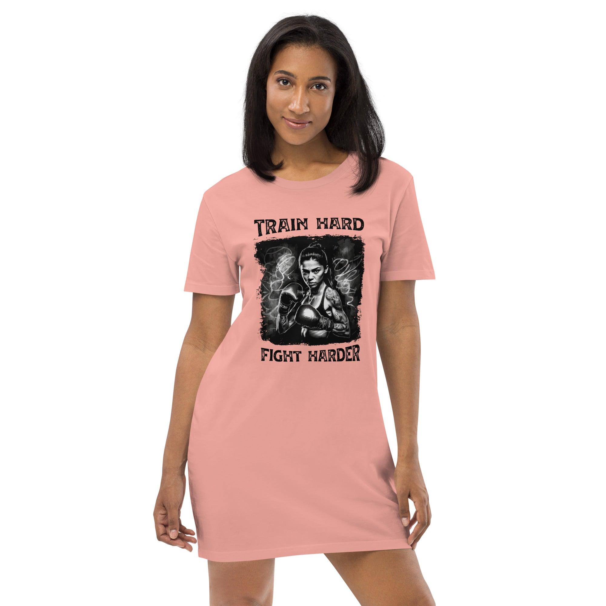 Train Hard Fight Harder Organic Cotton T-shirt Dress - Beyond T-shirts