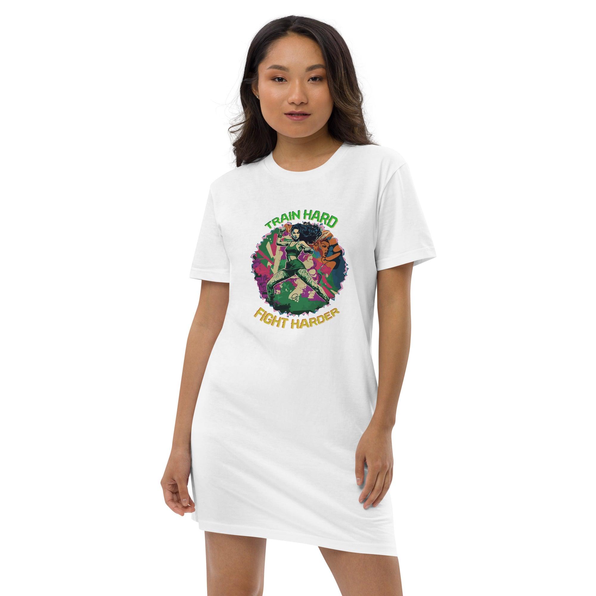 Train Hard Fight Harder Organic Cotton T-Shirt Dress - Beyond T-shirts