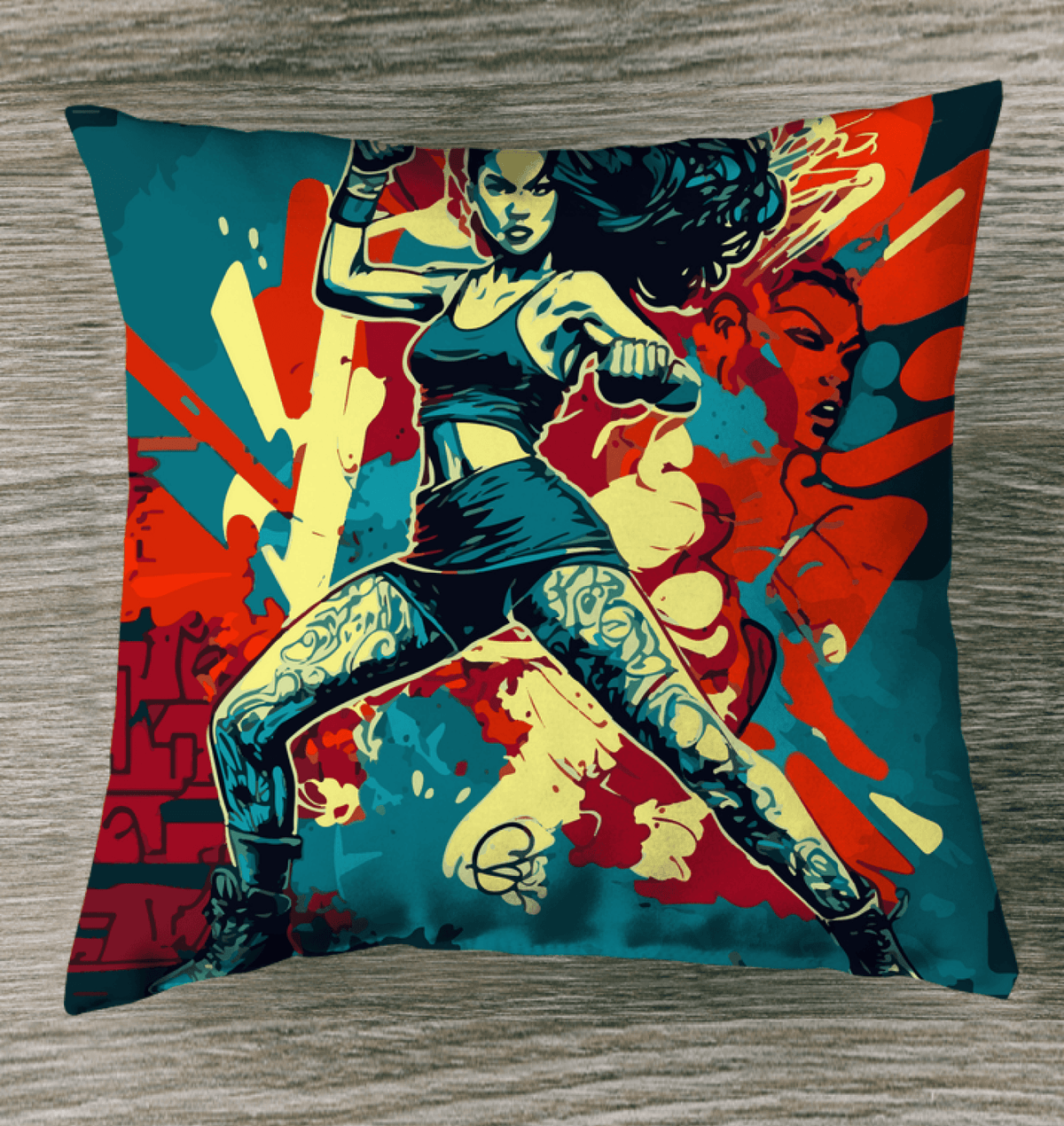 Train Hard, Fight Harder Outdoor Pillow - Beyond T-shirts