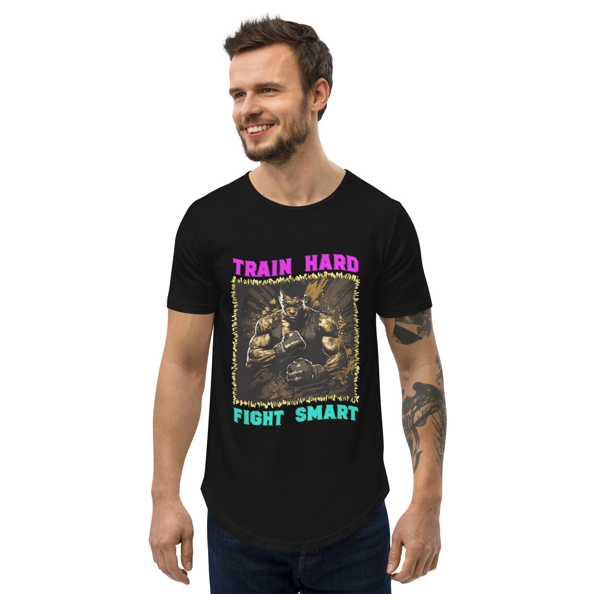 Train Hard Fight Smart Men's Curved Hem T-Shirt - Beyond T-shirts