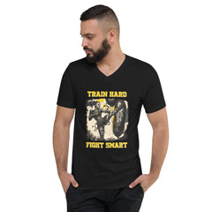 Train Hard Fight Smart Unisex Short Sleeve V-Neck T-Shirt - Beyond T-shirts