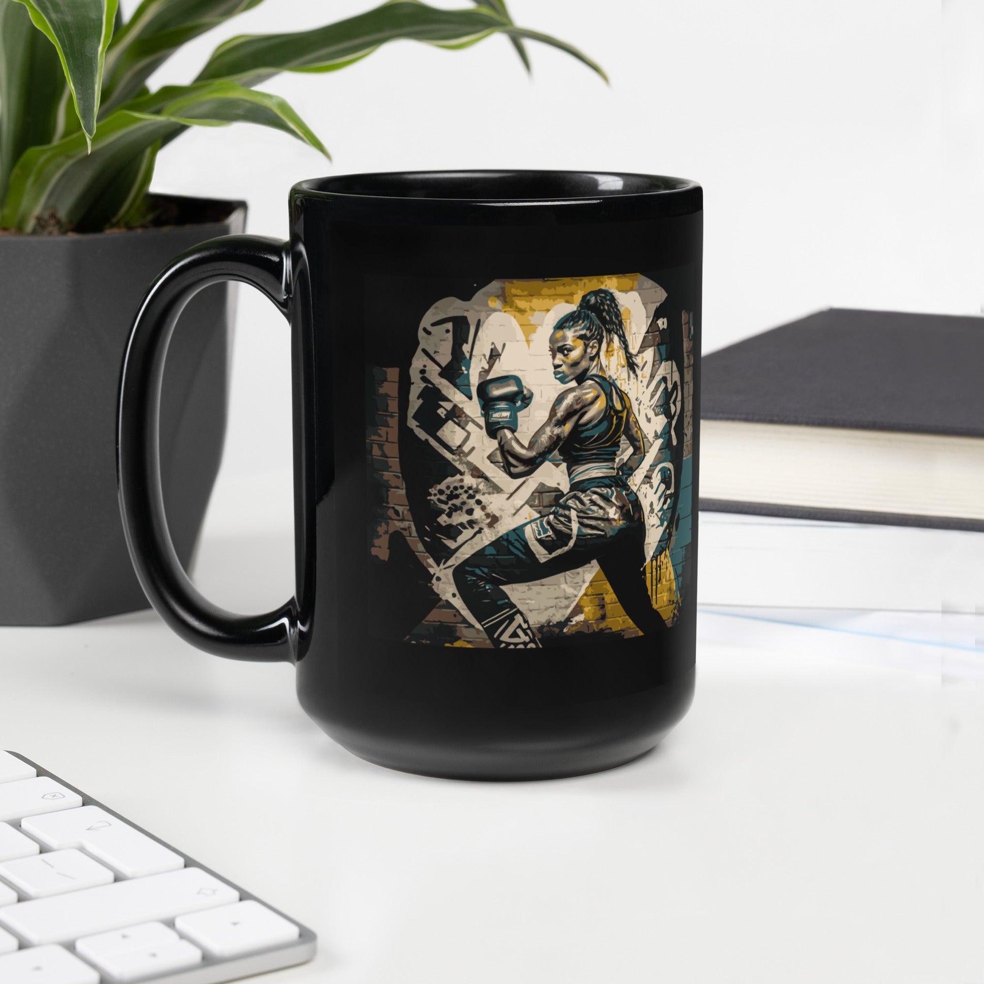 Train Like A Warrior Black Glossy Mug - Beyond T-shirts