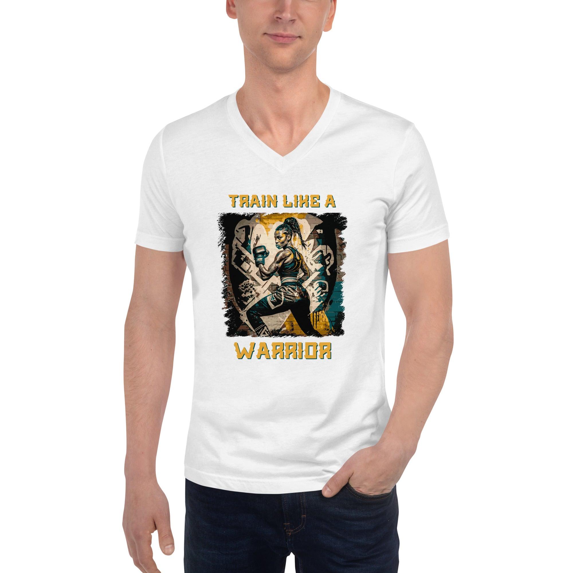Train Like A Warrior Unisex Short Sleeve V-Neck T-Shirt - Beyond T-shirts