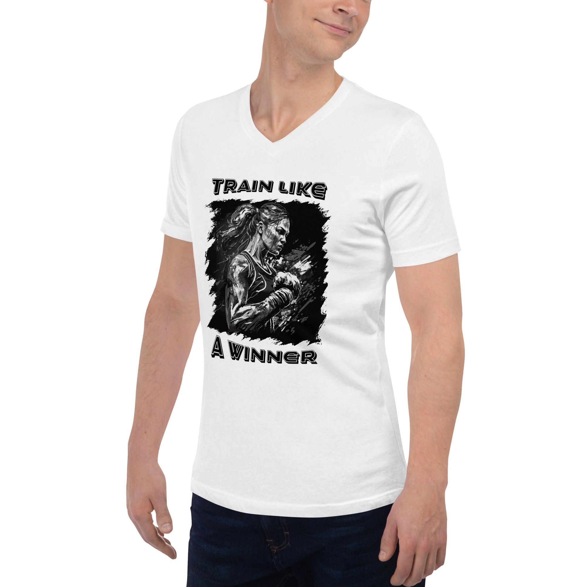 Train Like A Winner Unisex Short Sleeve V-Neck T-Shirt - Beyond T-shirts