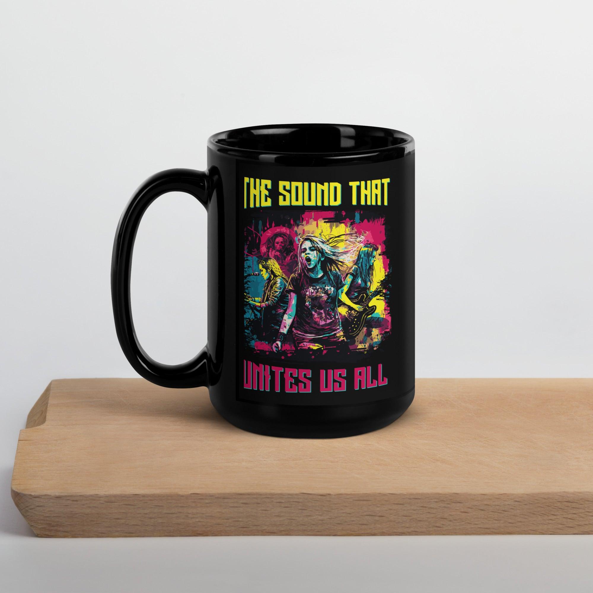 Unites Us All Black Glossy Mug - Beyond T-shirts