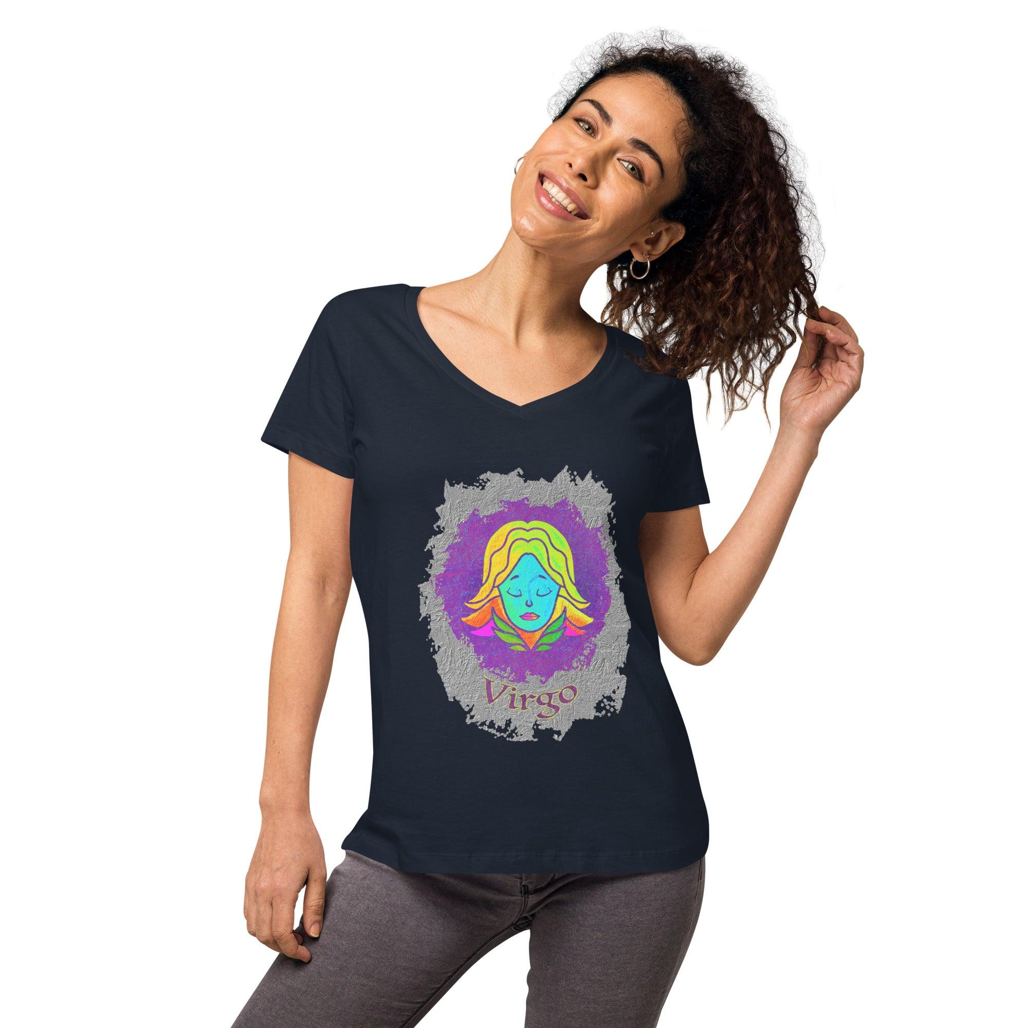 Virgo Women’s Fitted V-neck T-shirt | Zodiac Series 11 - Beyond T-shirts
