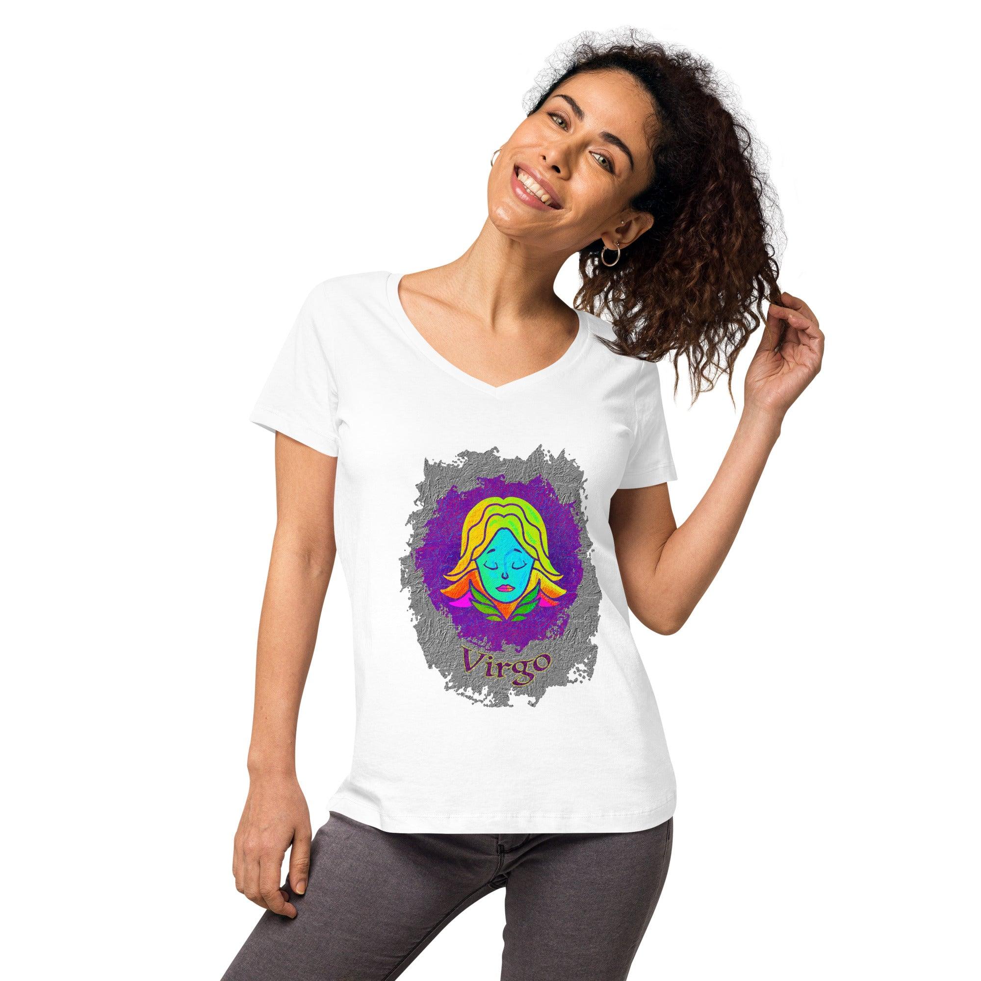 Virgo Women’s Fitted V-neck T-shirt | Zodiac Series 11 - Beyond T-shirts