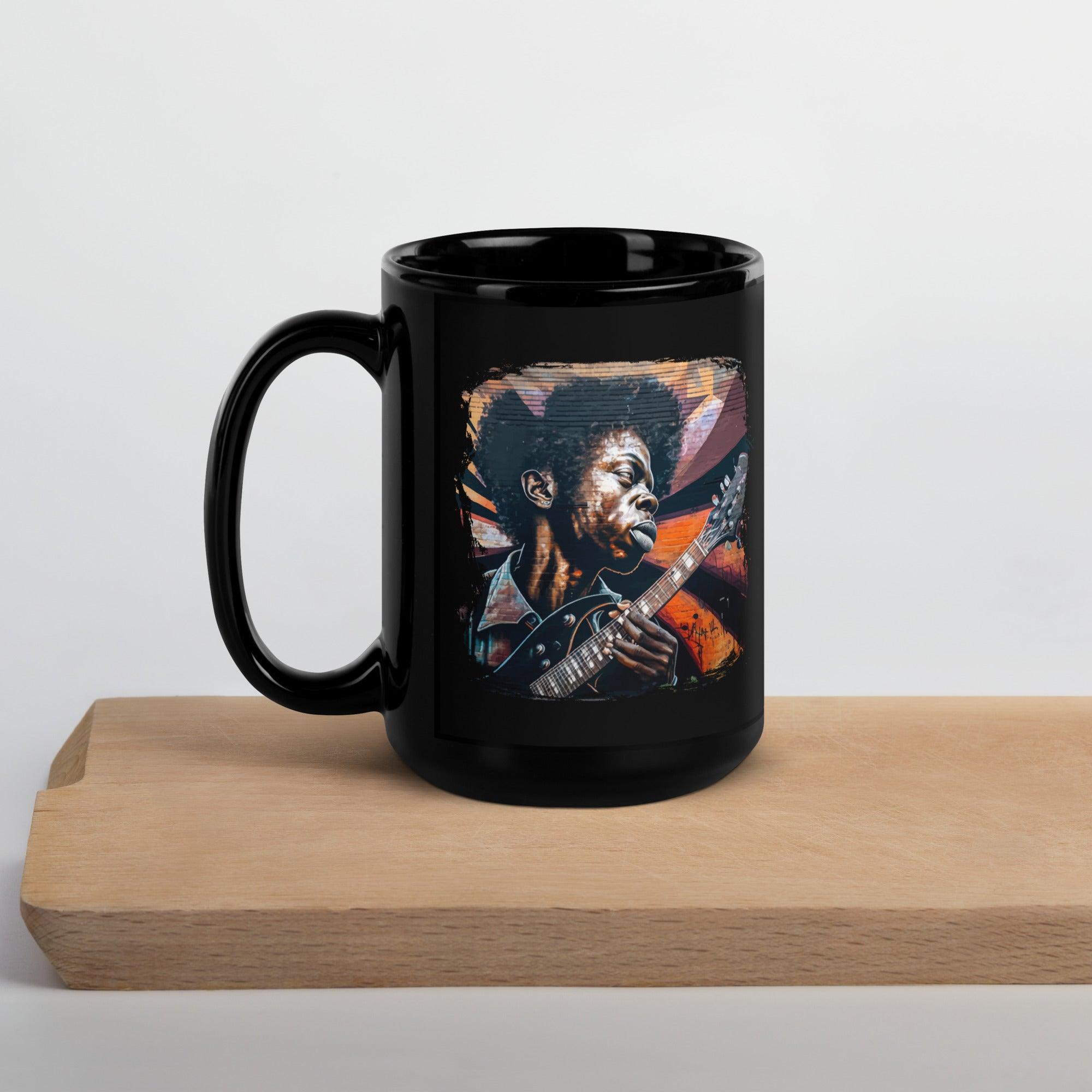 Virtuoso Of The Fretboard Black Glossy Mug - Beyond T-shirts