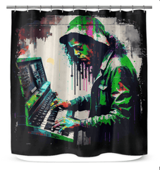 Wailing On The Keys Shower Curtain - Beyond T-shirts