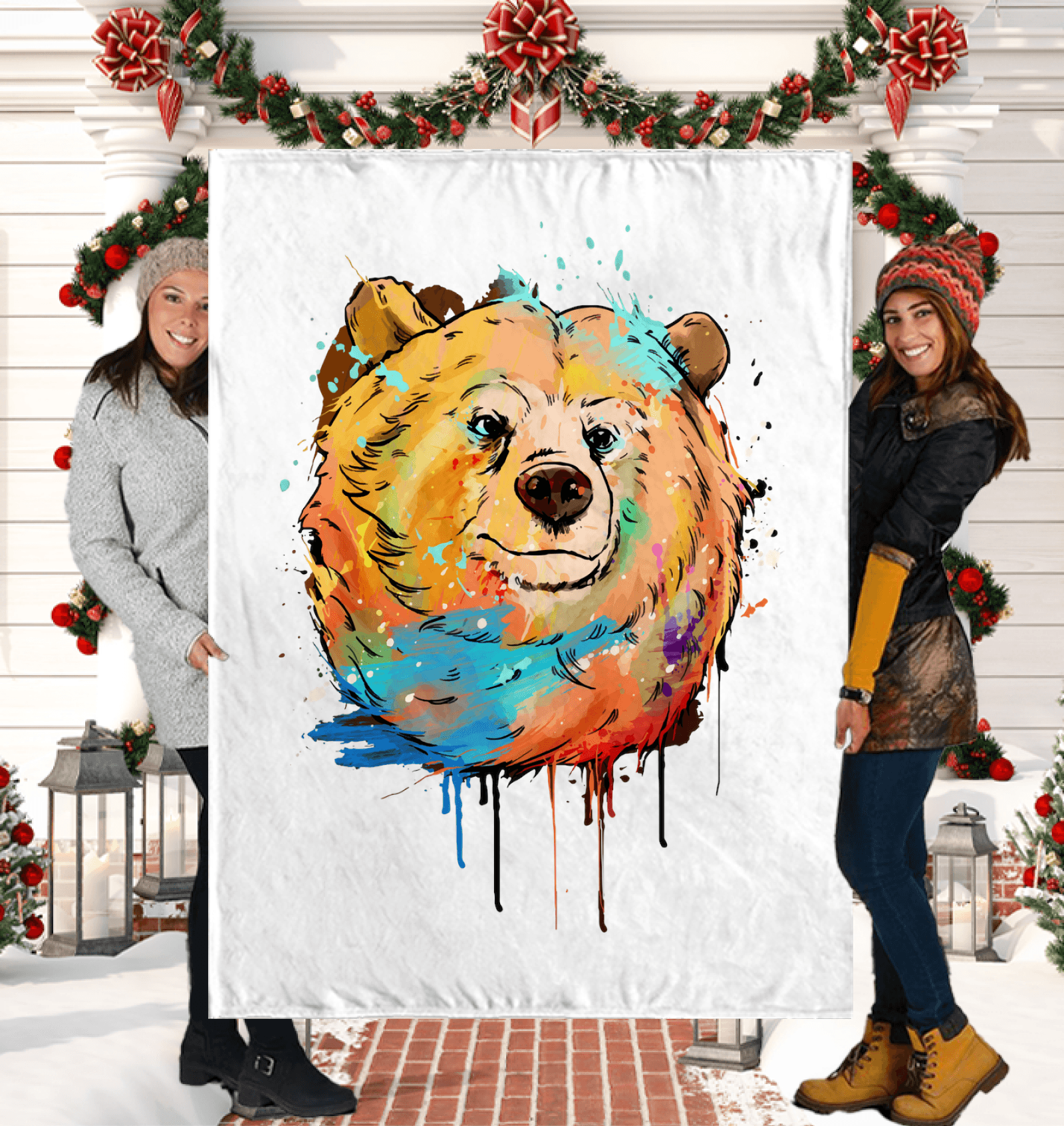 Watercolor Bear Sherpa Blanket - Beyond T-shirts