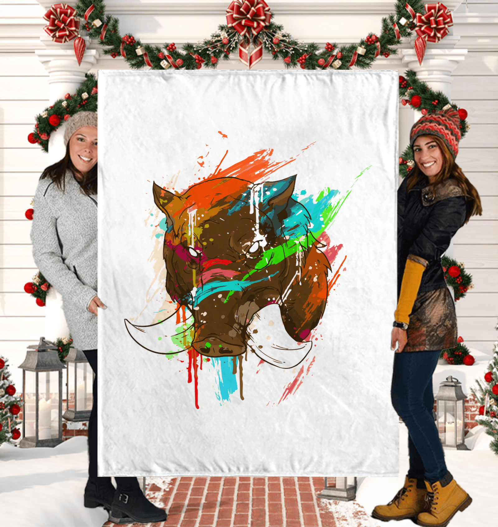 Watercolor Boar Sherpa Blanket - Beyond T-shirts