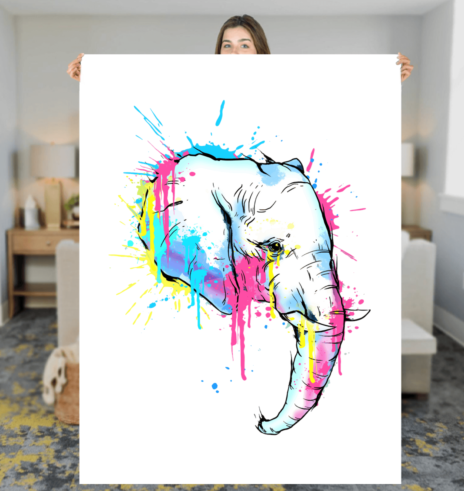Watercolor Elephant Sherpa Blanket - Beyond T-shirts