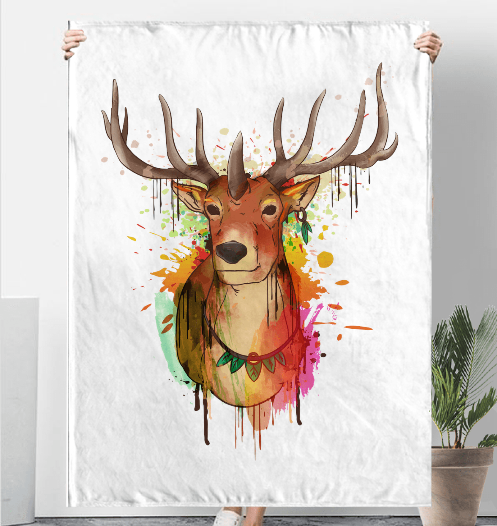 Watercolor Elk Sherpa Blanket - Beyond T-shirts