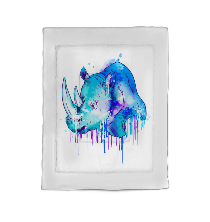 Watercolor Rhino Comforter Twin - Beyond T-shirts
