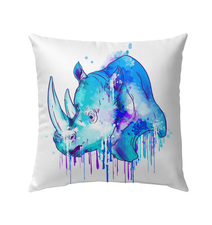 Watercolor Rhino Outdoor Pillow - Beyond T-shirts