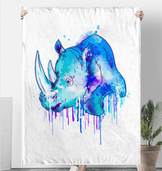 Watercolor Rhino Sherpa Blanket - Beyond T-shirts
