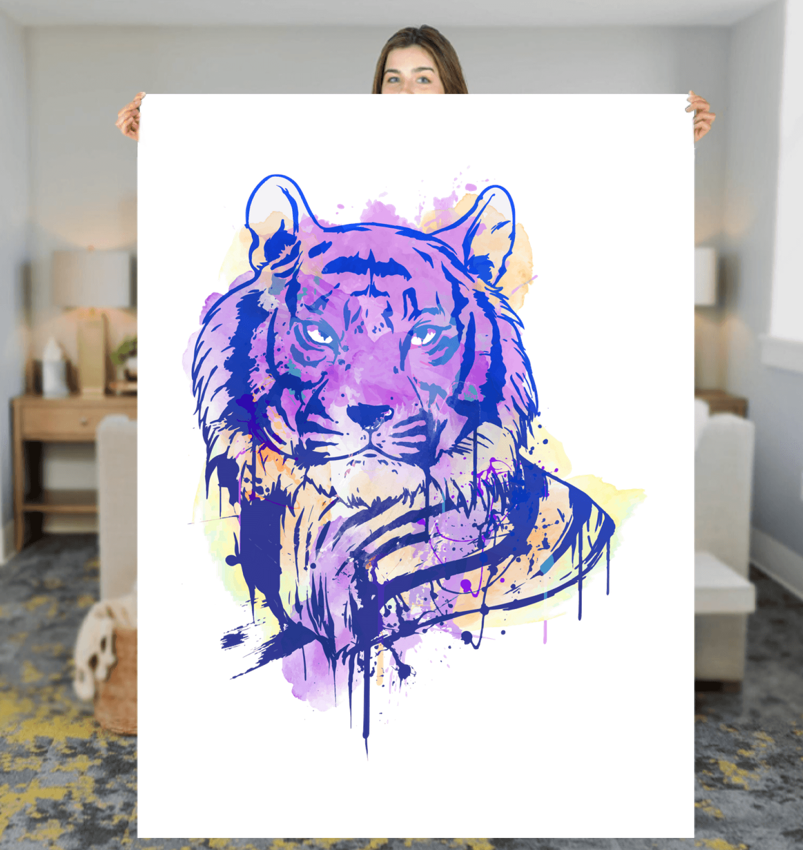 Watercolor Tiger Sherpa Blanket - Beyond T-shirts