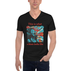 What A Blues Looks Like Unisex Short Sleeve V-Neck T-Shirt - Beyond T-shirts