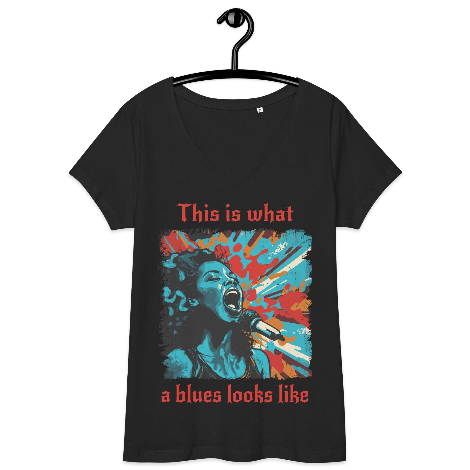 What A Blues looks Like Women’s fitted v-neck t-shirt - Beyond T-shirts