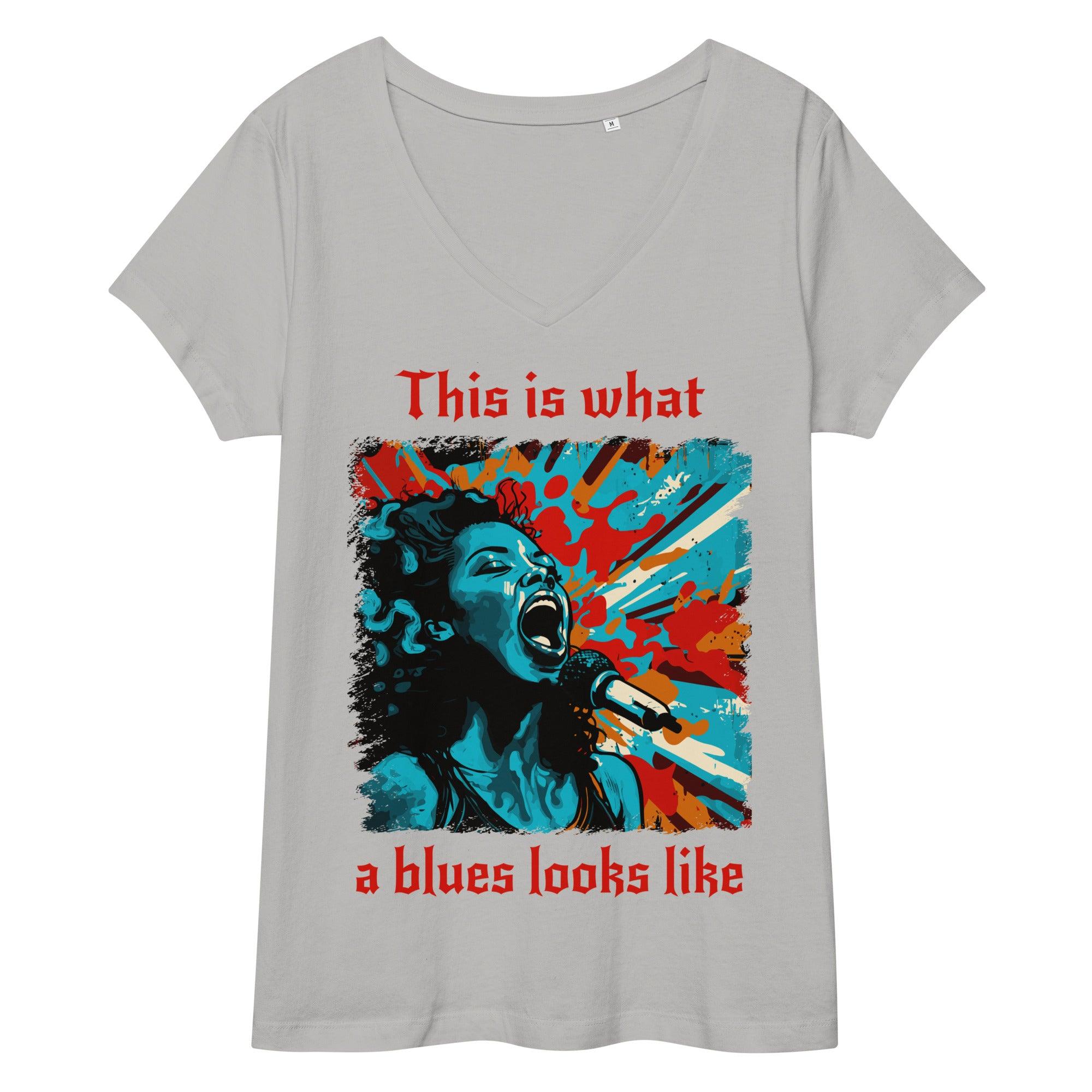 What A Blues looks Like Women’s fitted v-neck t-shirt - Beyond T-shirts