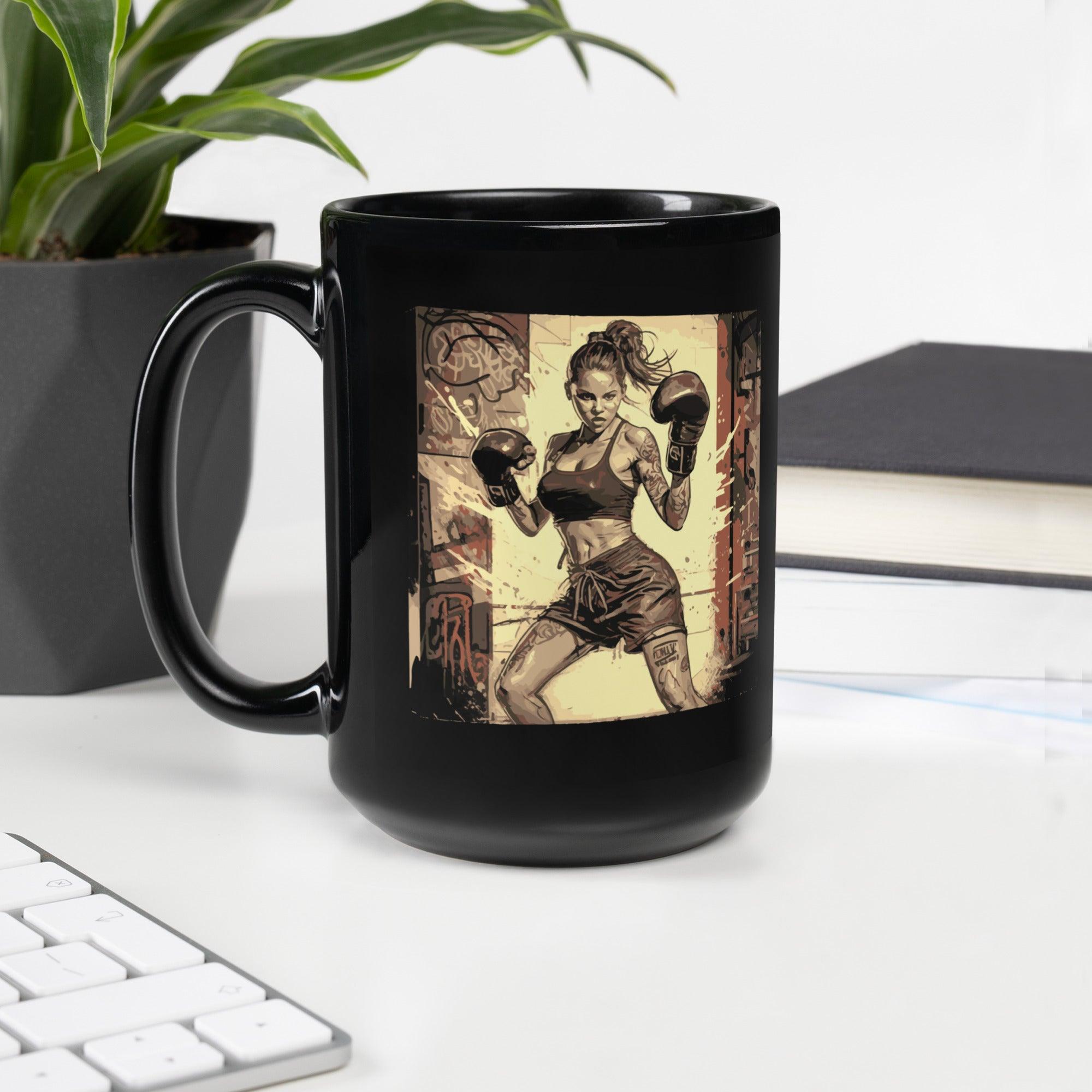 Winning Is A Mindset black glossy coffee mug on a bright morning table