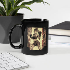 Empowering black glossy mug with 'Winning Is A Mindset' inscription, ready for your daily coffee