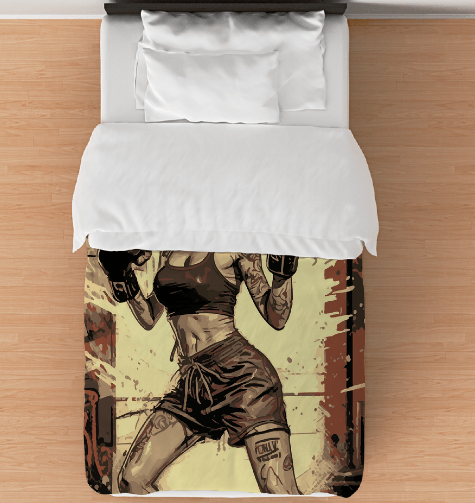 Twin-sized Winning is a Mindset duvet cover displayed on a bed, featuring a bold motivational design.