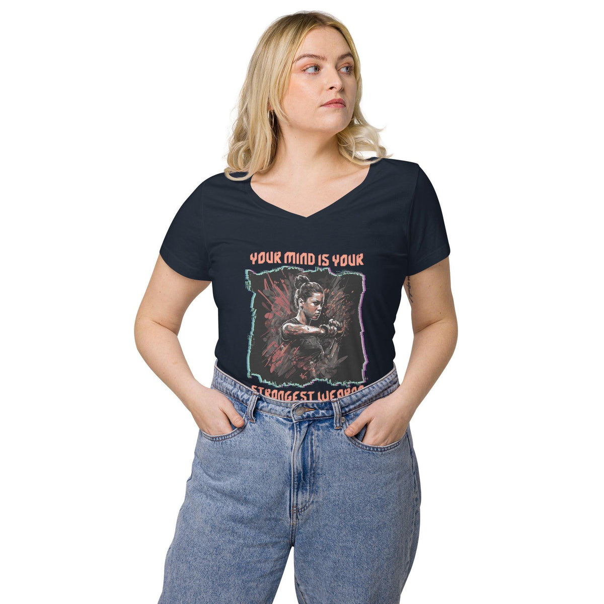Your Mind Is Your Strongest Weapon Women’s Fitted V-neck T-shirt - Beyond T-shirts
